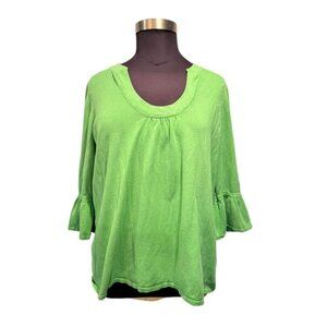 Green plus size women's blouse knit top‎ 3/4 sleeve size 26/28 round neck